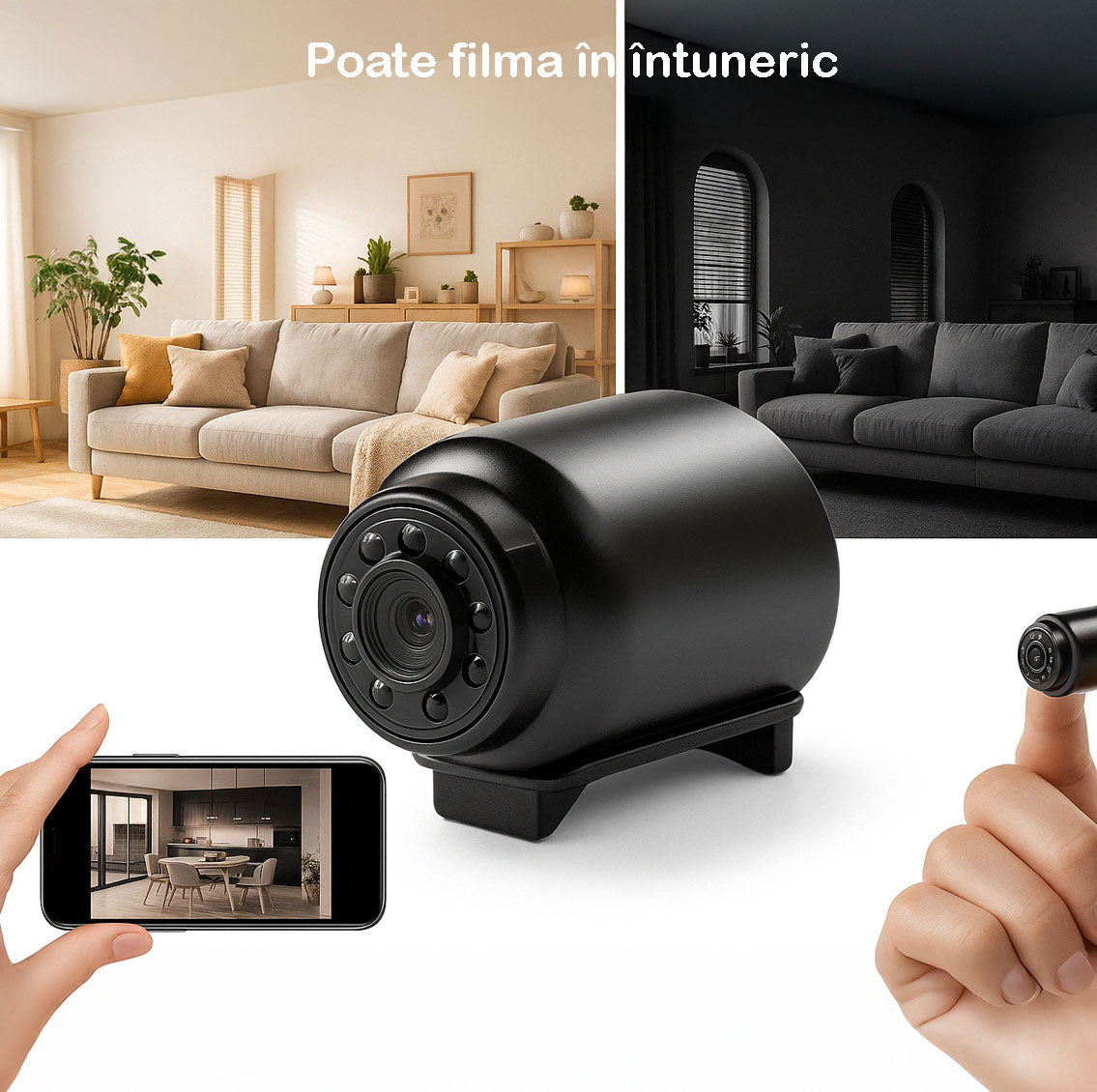 Mini Cameră Spion WiFi 1080P – Discretă, Puternică, Ușor de Folosit